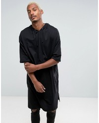 Asos Super Oversized Extreme Longline Hooded T Shirt With Half Sleeve And Side Splits