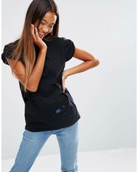 Asos T Shirt In Boyfriend Fit With Distress Detail