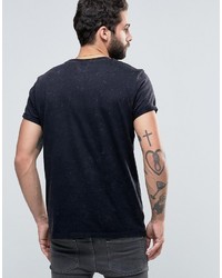 Asos T Shirt With Roll Sleeves And Subtle Wash In Black