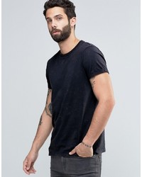 Asos T Shirt With Roll Sleeves And Subtle Wash In Black