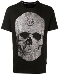 Philipp Plein Textured Skull T Shirt