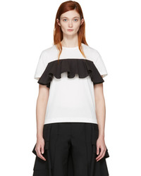 Edit White Black Ruffle T Shirt