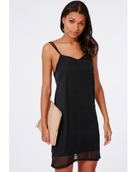 Missguided Two Layer Mini Cami Dress Black