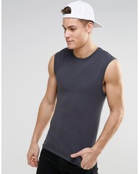 Asos Brand Extreme Muscle Sleeveless T Shirt In Washed Black
