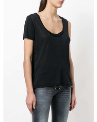 Unravel Project Asymmetric Sleeve Twisted Scoop Neck Tank