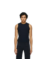 Dion Lee Black And Navy Stripe Rib Tank Top