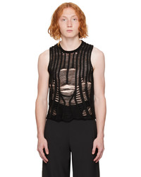 Dion Lee Black Distressed Floats Tank Top