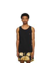 Versace Underwear Black Logo Tank Top