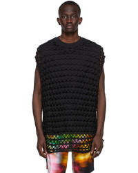 Dries Van Noten Black Perforated Overlay T Shirt