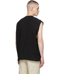 Solid Homme Black Polyester T Shirt