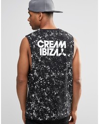 Asos Brand Cream Ibiza Sleeveless T Shirt With All Over Splatter