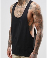 Asos Brand Tank With Extreme Dropped Armhole And Racer Back In Black