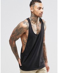 Asos Brand Tank With Extreme Dropped Armhole And Racer Back In Black