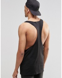 Asos Brand Tank With Raw Edge Extreme Racer Back In Black
