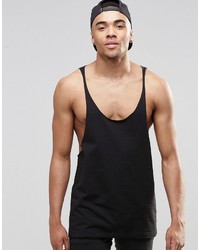 Asos Brand Tank With Raw Edge Extreme Racer Back In Black
