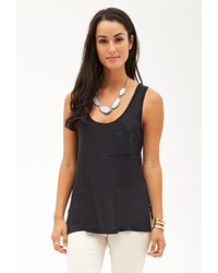Forever 21 Contemporary Sheer Vented Sleeveless Top