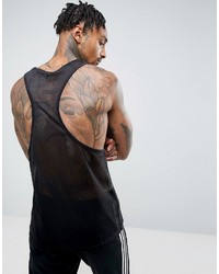 Asos Extreme Racer Back Tank In Mesh With Binding In Black