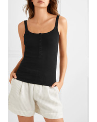 Vince Henley Ribbed Cotton Jersey Tank