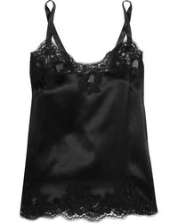 Dolce & Gabbana Lace Trimmed Stretch Silk Satin Camisole Black