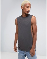 Asos Longline Tank With Extreme Dropped Armhole In Black