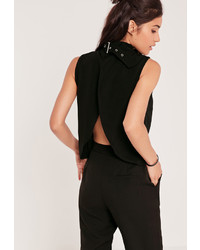 Missguided Buckle Neck Tank Top Black