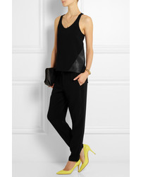 Rag and Bone Rag Bone Chieftain Perforated Leather Panelled Crepe Tank