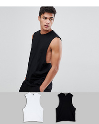 ASOS DESIGN Relaxed Fit Vest With Dropped Armhole 2 Pack Save