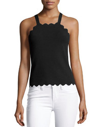 Milly Scalloped High Neck Tank Top