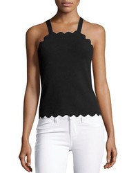 Milly Scalloped High Neck Tank Top