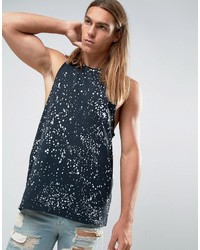 Asos Sleeveless T Shirt With Racer Back In Bleach Wash
