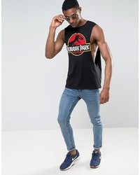 Asos Tall Jurassic Park Sleeveless T Shirt With Extreme Dropped Armhole