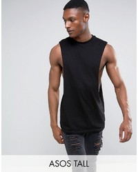 Asos Tall Longline Sleeveless T Shirt With Extreme Dropped Armhole In Black