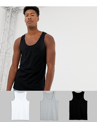 ASOS DESIGN Tall Organic Vest 3 Pack Save