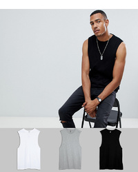 ASOS DESIGN Tall Relaxed Sleeveless T Shirt With Dropped Armhole 3 Pack Save