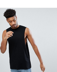 ASOS DESIGN Tall Sleeveless T Shirt With Dropped Armhole In Black