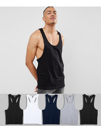 ASOS DESIGN Tall Vest With Extreme Racer Back 5 Pack Save