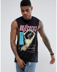 Asos The Buzzcocks Sleeveless Band T Shirt With Extreme Dropped Armhole