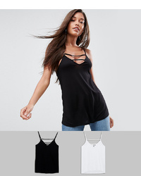 ASOS DESIGN The Ultimate Cami With Caging Detail 2 Pack Save