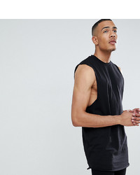 ASOS DESIGN Tline Relaxed Vest With Curved Hem And Raw Edges In Black