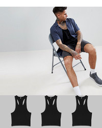 ASOS DESIGN Vest With Extreme Racer Back 3 Pack Save