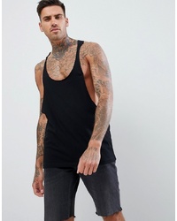 ASOS DESIGN Vest With Extreme Racer Back And Raw Edges In Black