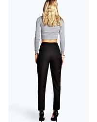 Boohoo Sherrie Solid Colour Pintuck Tapered Trouser
