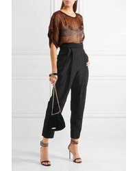 Car March Pleated Crepe Tapered Pants