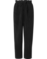 Sally Lapointe Cropped Washed Crepe Straight Leg Pants