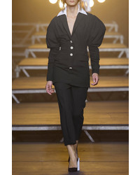 Jacquemus Cropped Wool Crepe Tapered Pants Black