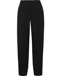 Tom Ford Grosgrain Trimmed Twill Tapered Pants Black