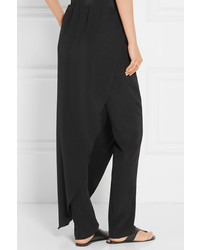 Baja East Layered Crepe Tapered Pants Black