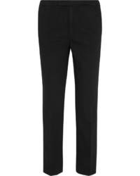 Frame Le Cropped Stretch Cotton Blend Twill Tapered Pants Black