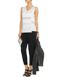 Helmut Lang Leather Trimmed Crepe Tapered Pants