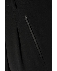 Vince Leather Trimmed Crepe Tapered Pants